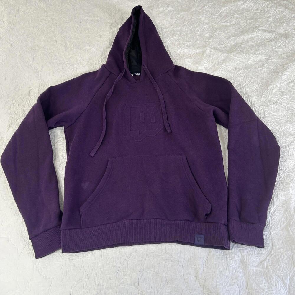 Twitch Embossed Logo Hoodie (Adult Unisex, Purple) Large